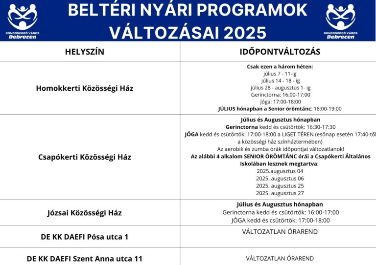 BELTÉRI PROGRAMOK